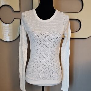 Sam Edelman White Long Sleeve Crewneck Sweater